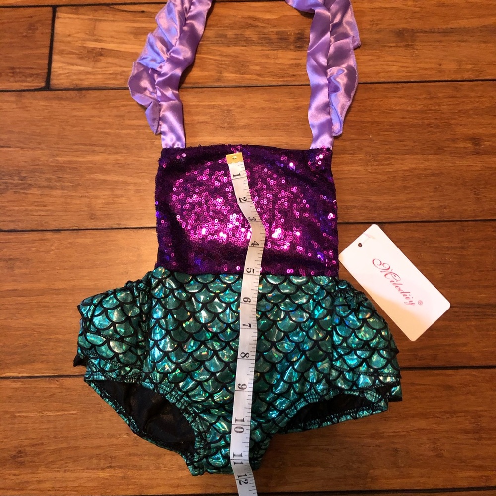Mermaid outfit baby girl girls cute green purple - Picture 6 of 8